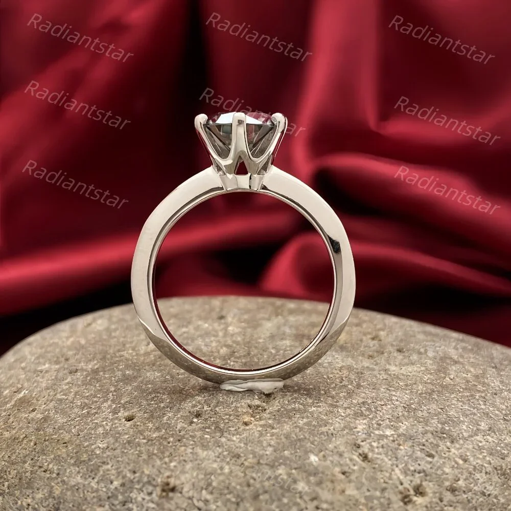 NEW Certified 2 ct. t.w. Grey Moissanite Solitaire 6 Prong Ring